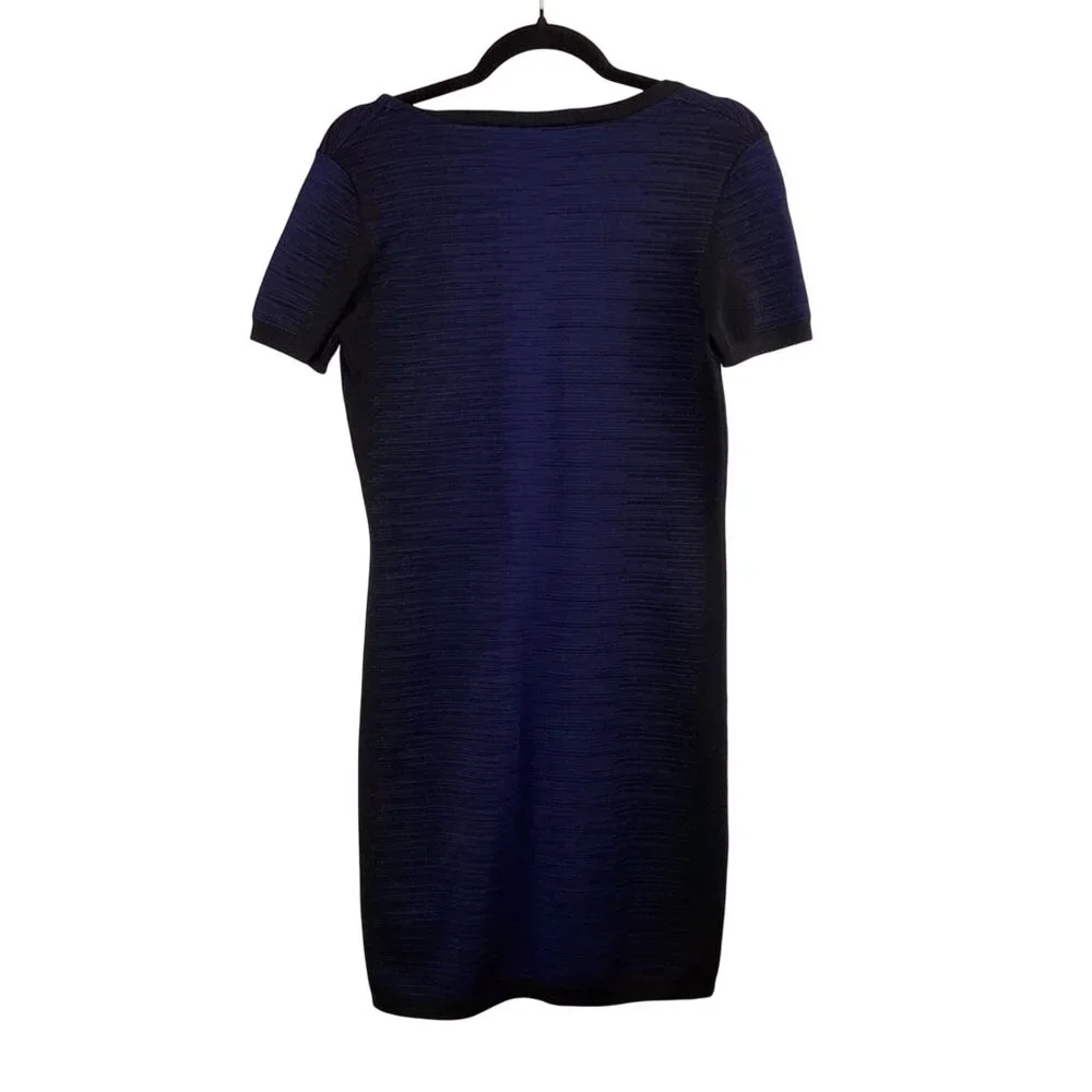 French Connection Dress Size 12 Bodycon‎ Navy & Black Dani Degrade Short Sleeve - Picture 6 of 10